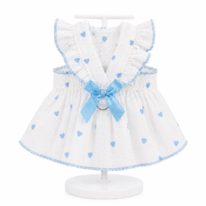 White & Blue Heart Cat Dress