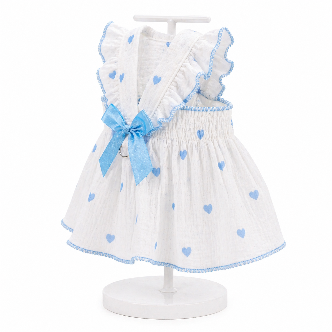 White & Blue Heart Cat Dress - Image 2