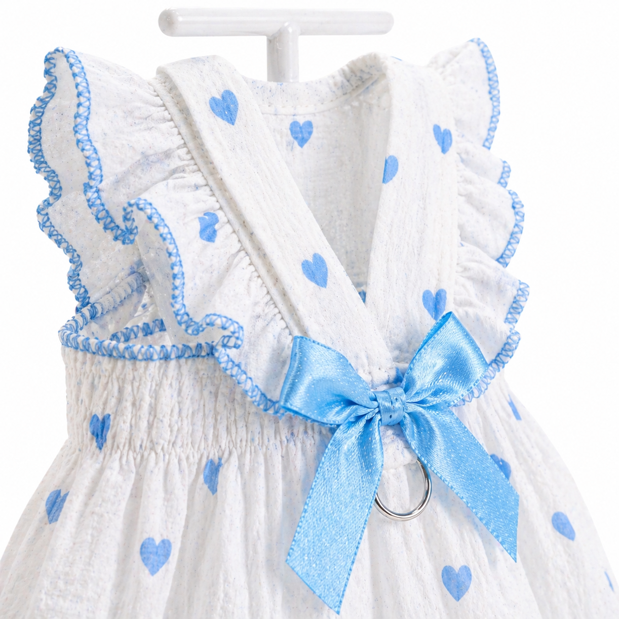 White & Blue Heart Cat Dress - Image 4