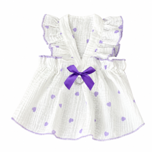White & Purple Heart Cat Dress
