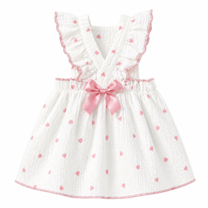 Summer Cat Dress with Pink Bow