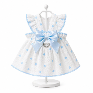 White & Blue Heart Cat Dress