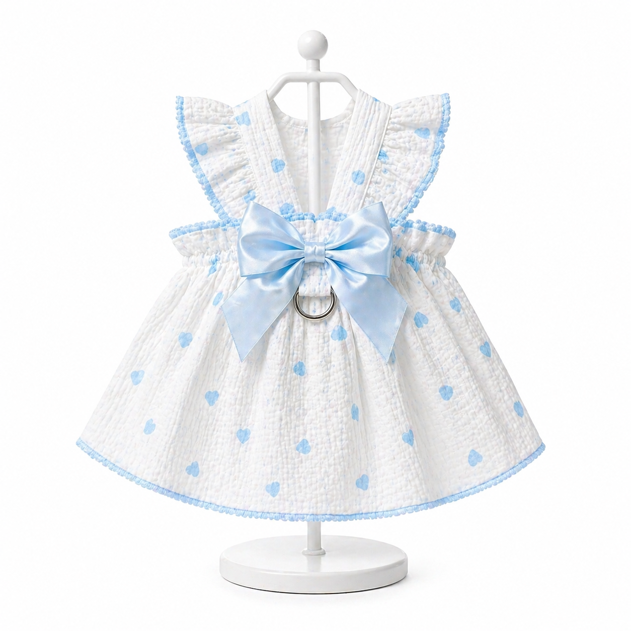 White & Blue Heart Cat Dress