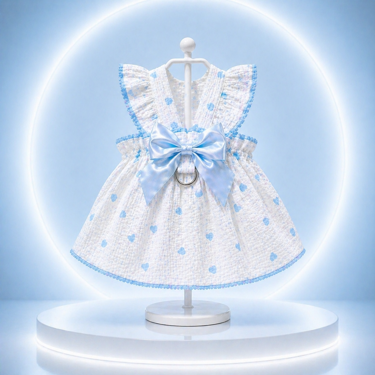 White & Blue Heart Cat Dress - Image 4