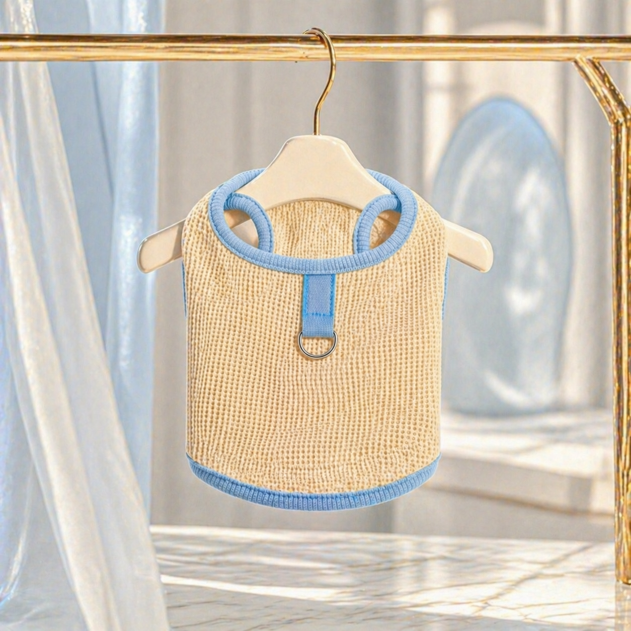 Beige & Blue Cat Top