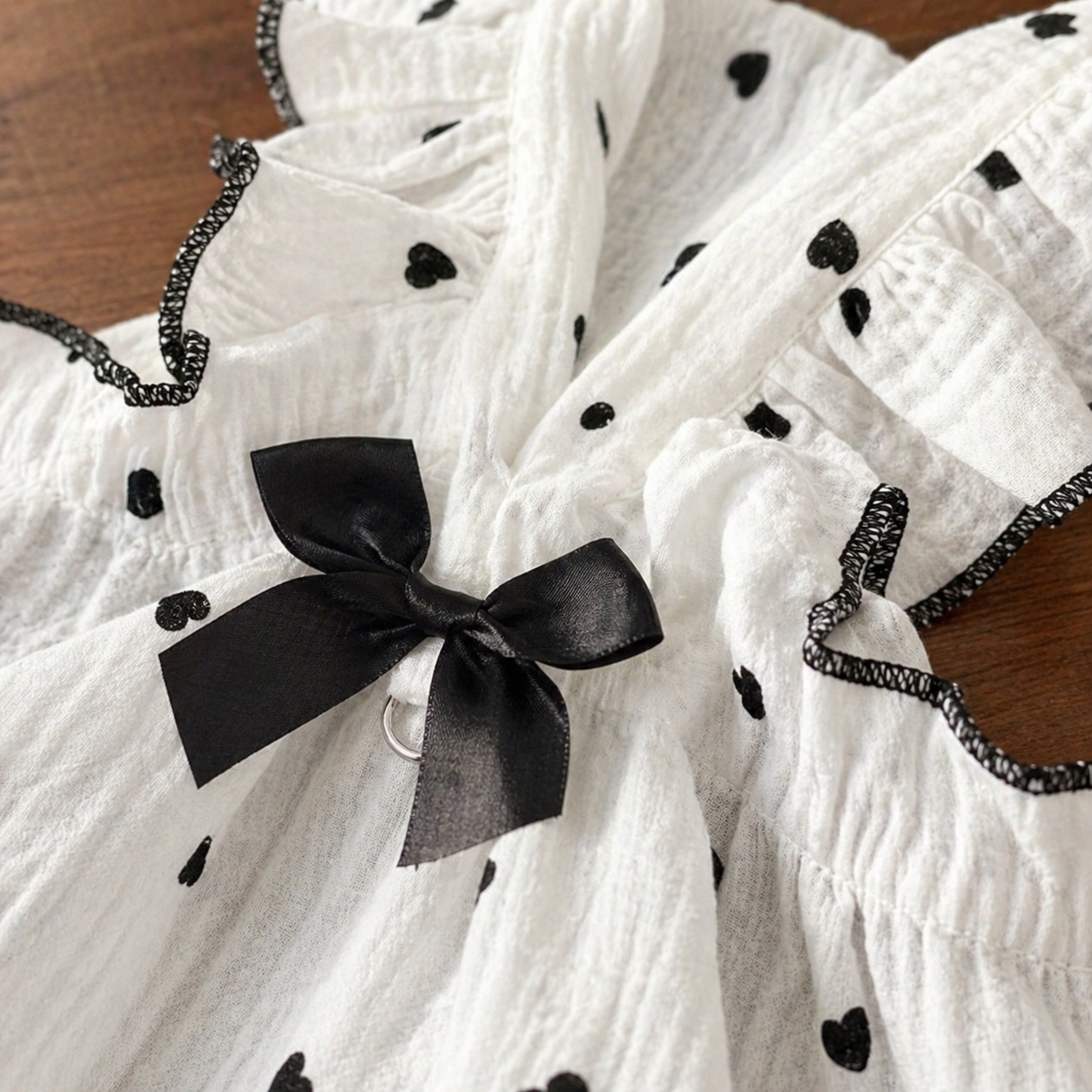 White & Black Heart Cat Dress - Image 3