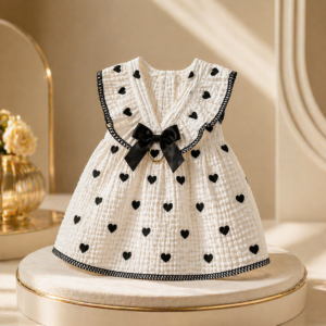 White & Black Heart Cat Dress