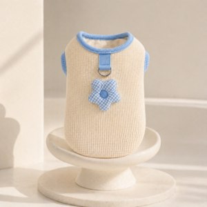 Cream & Blue Flower Cat Top
