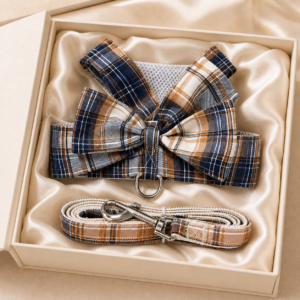 Cat Plaid Bow Harness & Leash Set