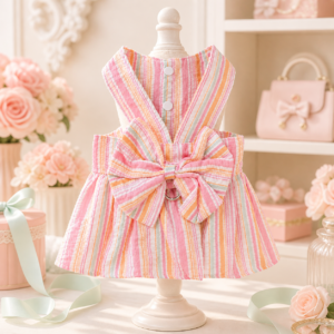 Cat Pastel Stripe Bow Dress