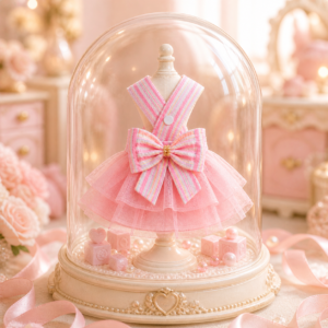 Luxury Pink Bow Tulle Cat Dress