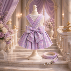 Lavender Bow Cat Harness Dress Set